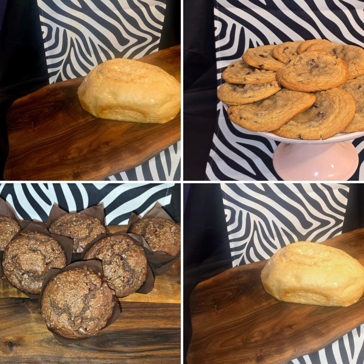Sample Pack No. 1 — a full loaf, muffins, and chocolate chip cookies